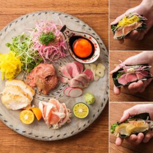 地鶏の鶏刺し４種盛り合わせ